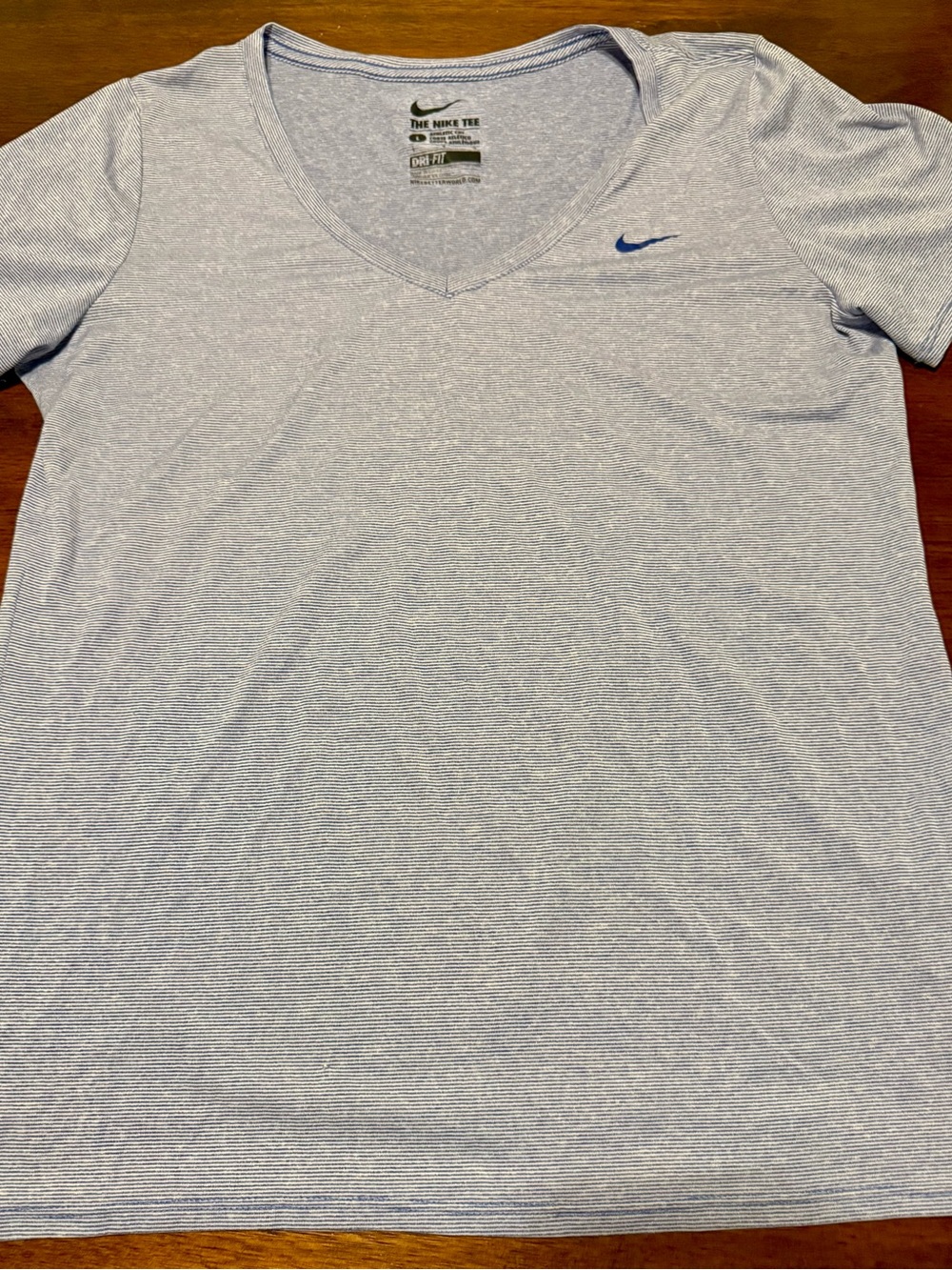 Nike women's Dri fit tee Light Blue Striped Shirt